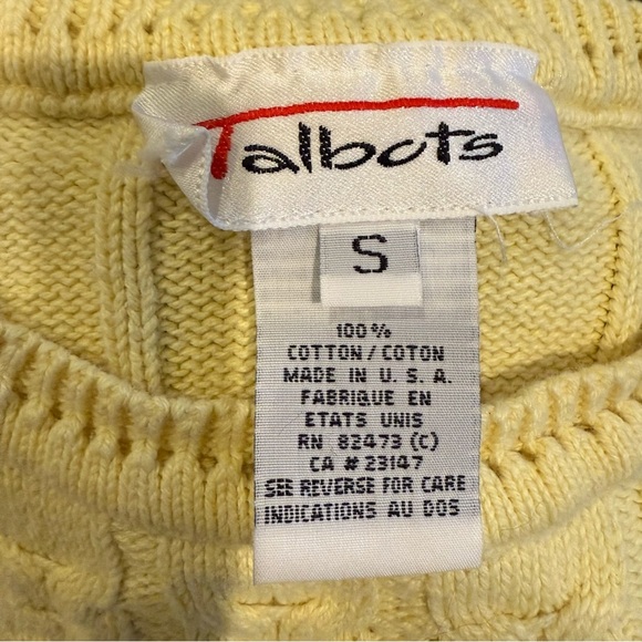 Vtg Talbots Womens Cable Knit Sweater Womens Yellow Long Sleeve V-Neck Spring S - Picture 10 of 11
